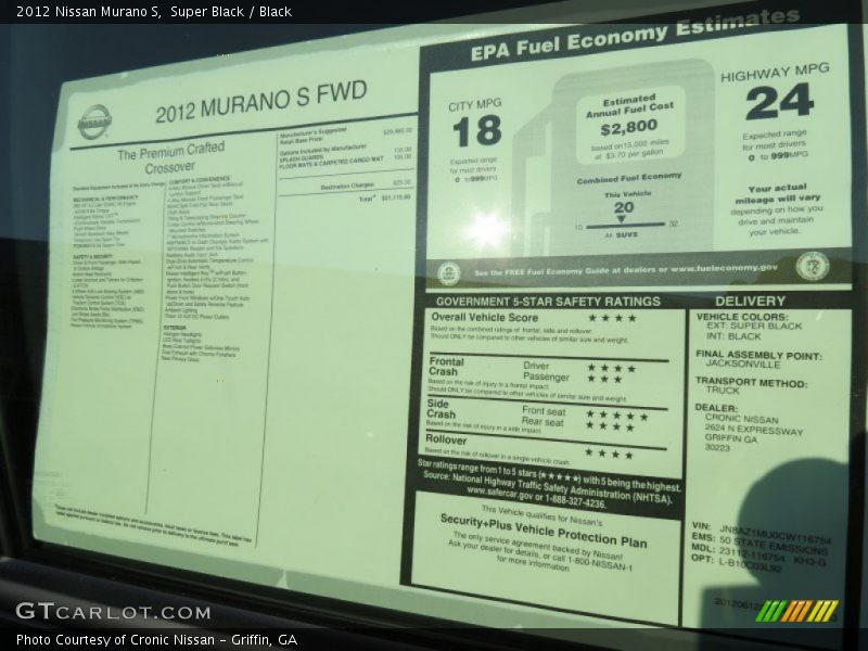 Super Black / Black 2012 Nissan Murano S