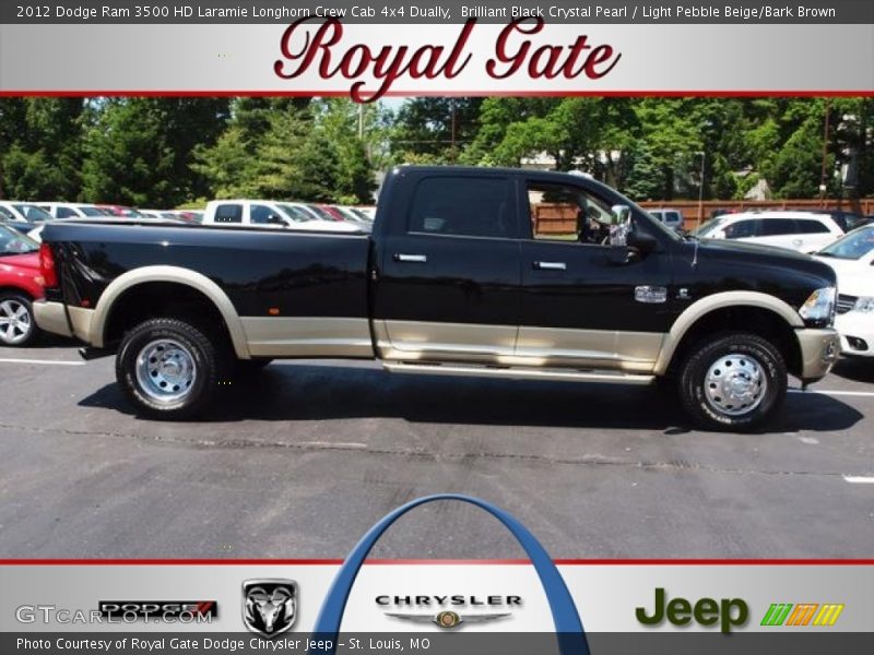 Brilliant Black Crystal Pearl / Light Pebble Beige/Bark Brown 2012 Dodge Ram 3500 HD Laramie Longhorn Crew Cab 4x4 Dually