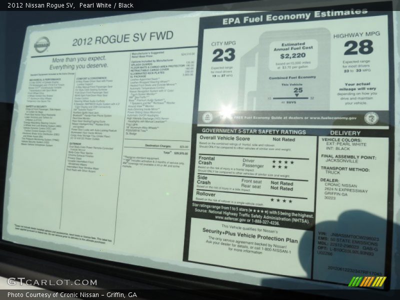 Pearl White / Black 2012 Nissan Rogue SV