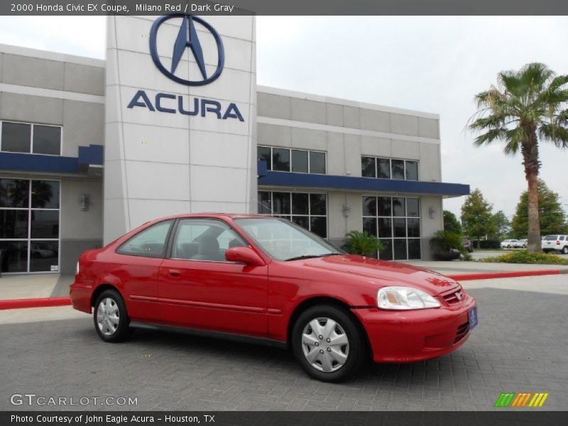 Milano Red / Dark Gray 2000 Honda Civic EX Coupe