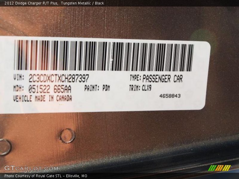 Tungsten Metallic / Black 2012 Dodge Charger R/T Plus