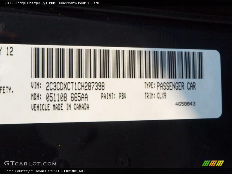 Blackberry Pearl / Black 2012 Dodge Charger R/T Plus