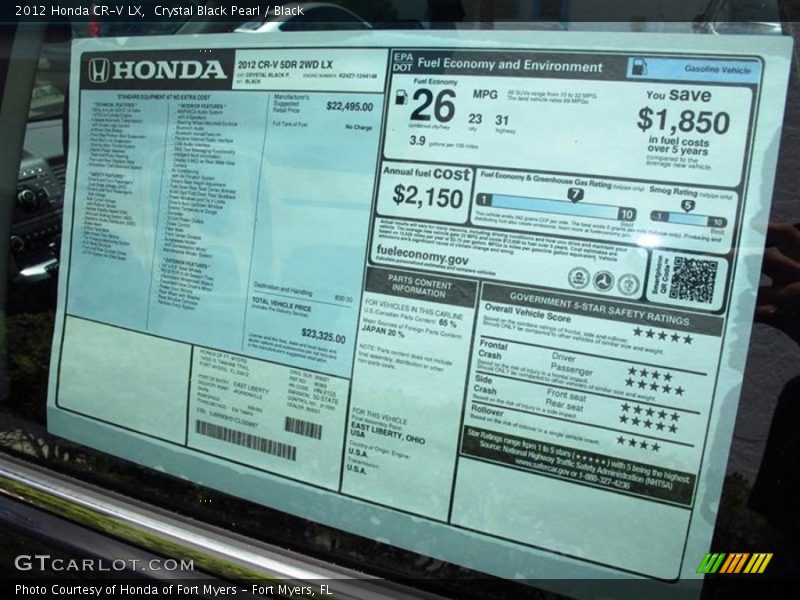 2012 CR-V LX Window Sticker