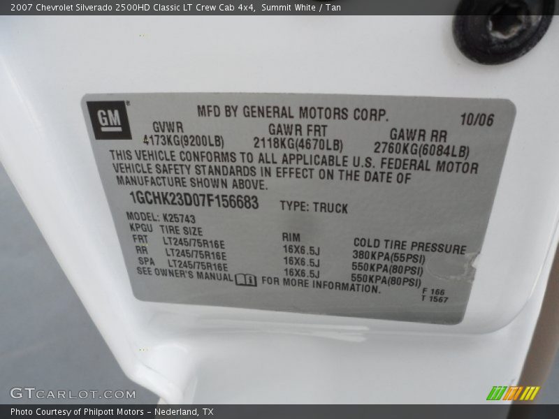 Summit White / Tan 2007 Chevrolet Silverado 2500HD Classic LT Crew Cab 4x4