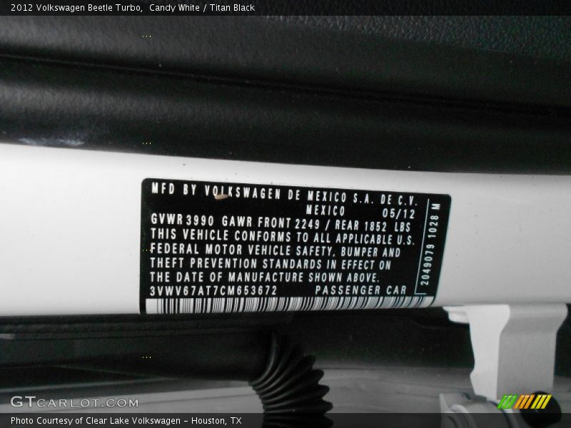Candy White / Titan Black 2012 Volkswagen Beetle Turbo
