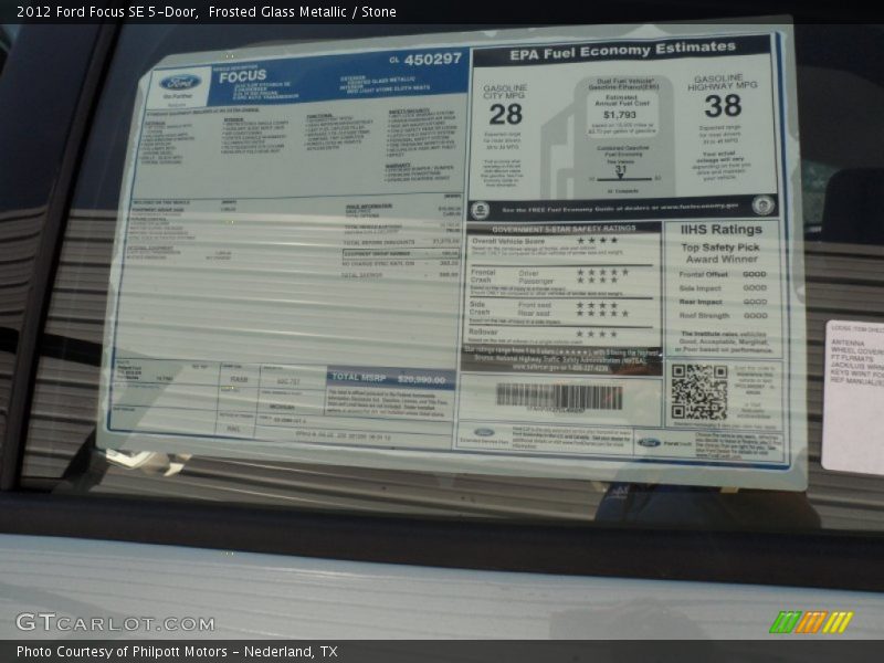  2012 Focus SE 5-Door Window Sticker
