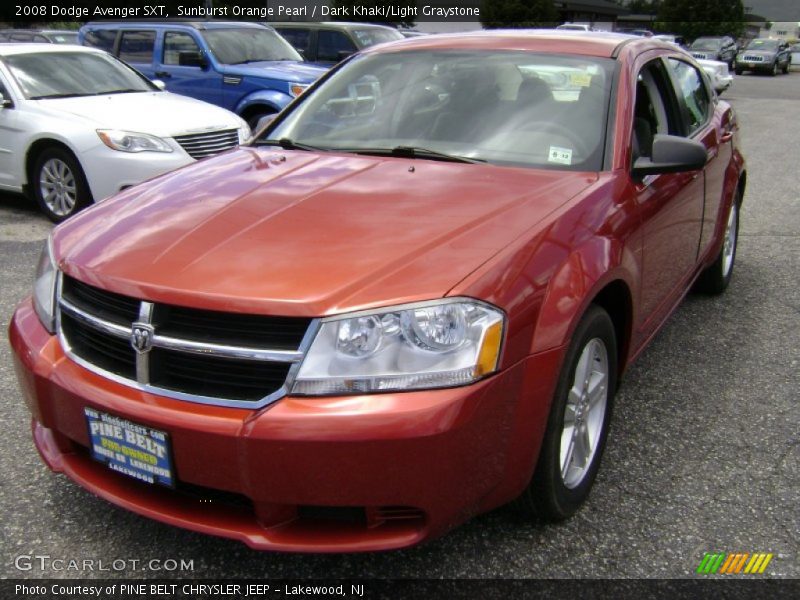 Sunburst Orange Pearl / Dark Khaki/Light Graystone 2008 Dodge Avenger SXT