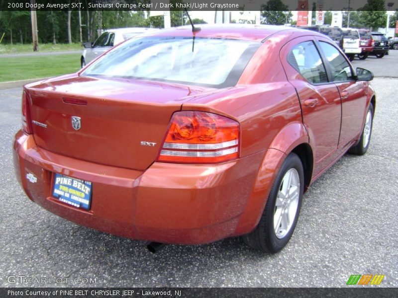 Sunburst Orange Pearl / Dark Khaki/Light Graystone 2008 Dodge Avenger SXT