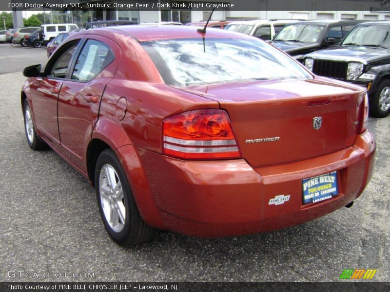 Sunburst Orange Pearl / Dark Khaki/Light Graystone 2008 Dodge Avenger SXT