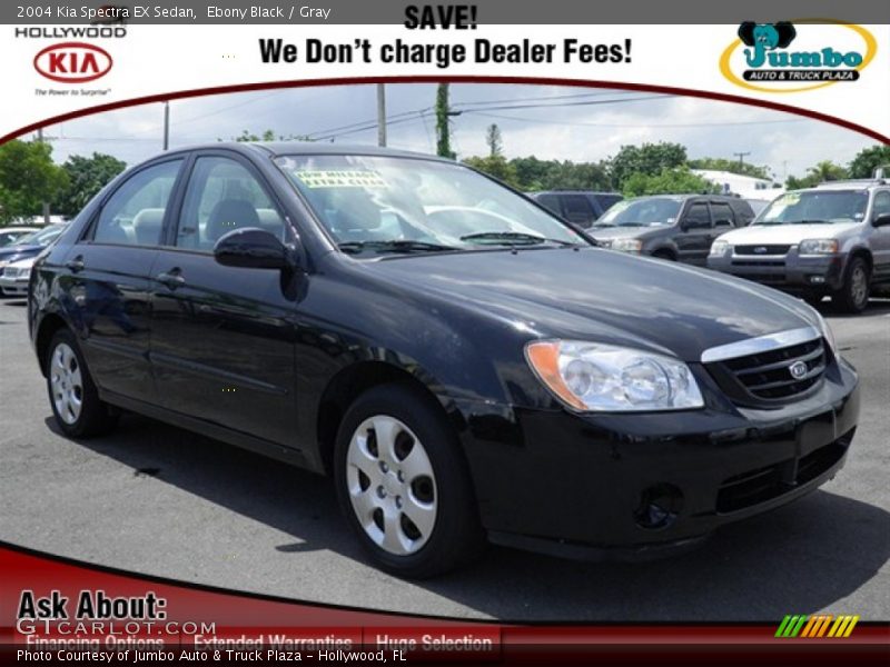 Ebony Black / Gray 2004 Kia Spectra EX Sedan