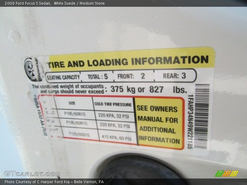 White Suede / Medium Stone 2009 Ford Focus S Sedan