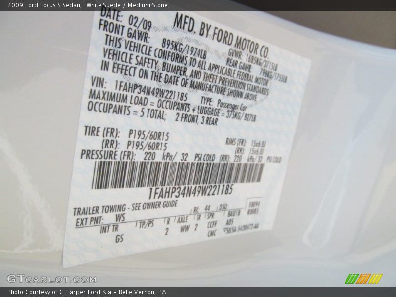 White Suede / Medium Stone 2009 Ford Focus S Sedan