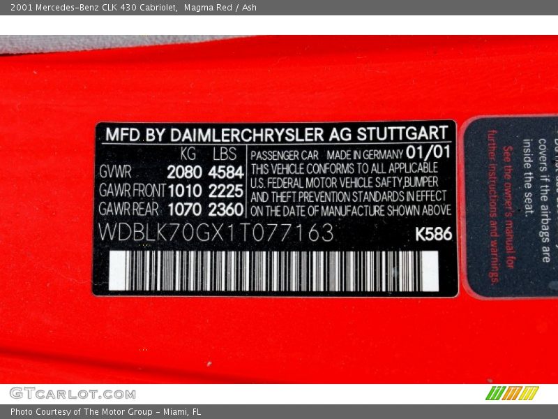 Magma Red / Ash 2001 Mercedes-Benz CLK 430 Cabriolet