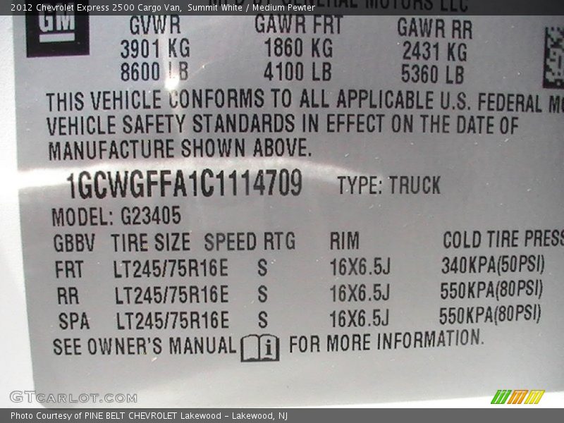 Summit White / Medium Pewter 2012 Chevrolet Express 2500 Cargo Van