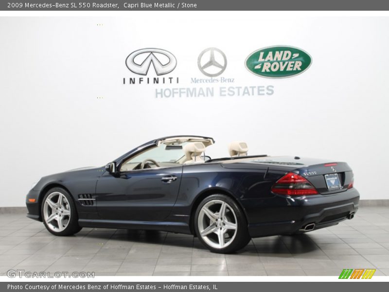 Capri Blue Metallic / Stone 2009 Mercedes-Benz SL 550 Roadster