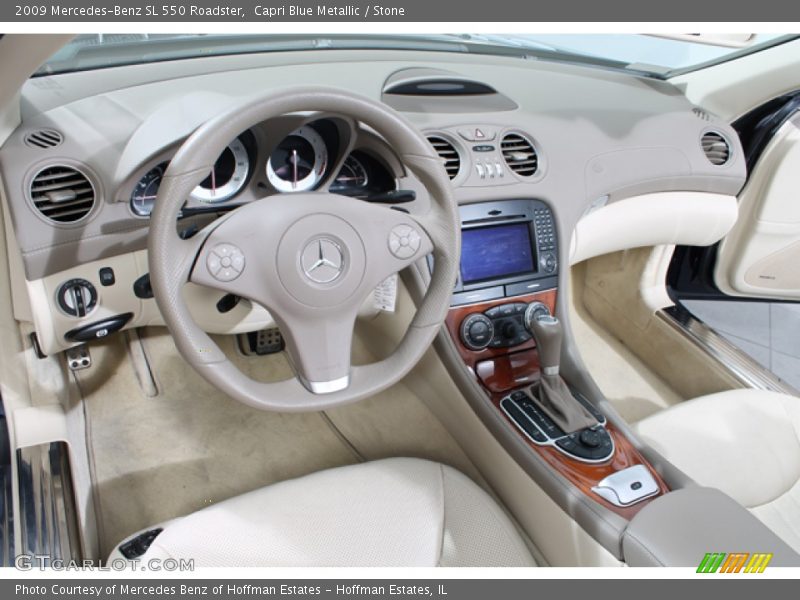 Capri Blue Metallic / Stone 2009 Mercedes-Benz SL 550 Roadster