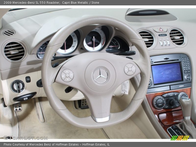 Capri Blue Metallic / Stone 2009 Mercedes-Benz SL 550 Roadster