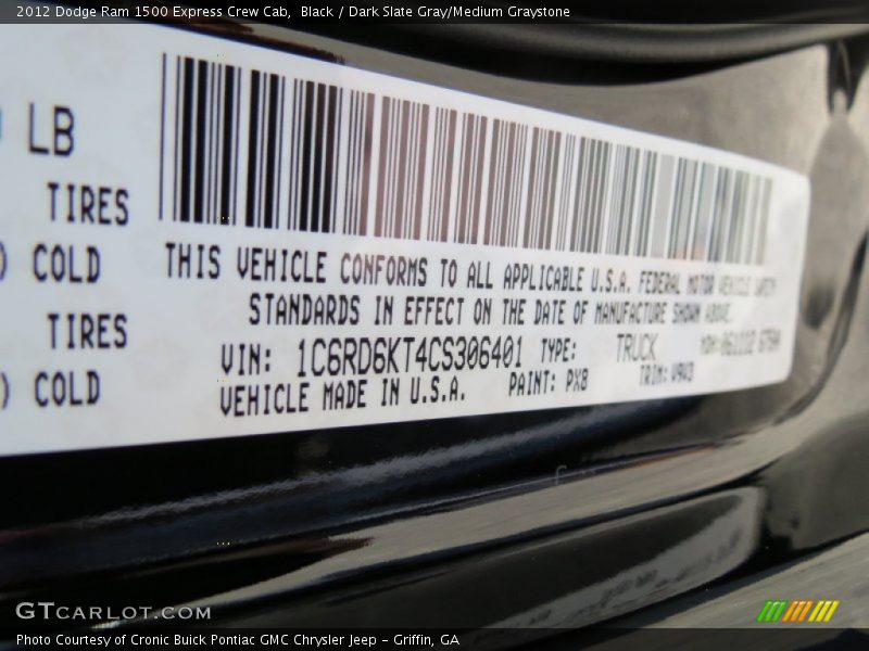 Black / Dark Slate Gray/Medium Graystone 2012 Dodge Ram 1500 Express Crew Cab