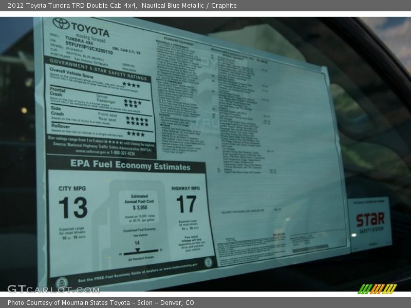 Nautical Blue Metallic / Graphite 2012 Toyota Tundra TRD Double Cab 4x4