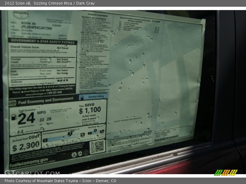 Sizzling Crimson Mica / Dark Gray 2012 Scion xB
