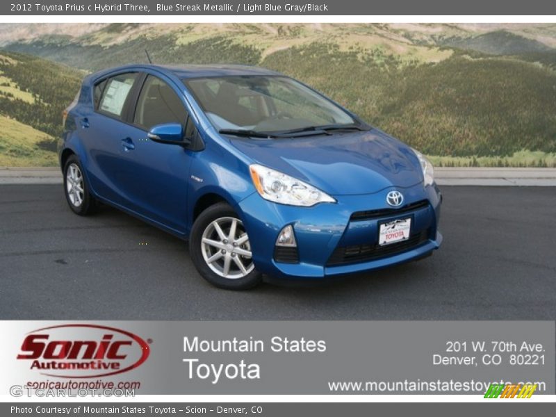 Blue Streak Metallic / Light Blue Gray/Black 2012 Toyota Prius c Hybrid Three