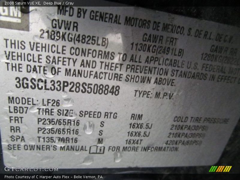 Deep Blue / Gray 2008 Saturn VUE XE