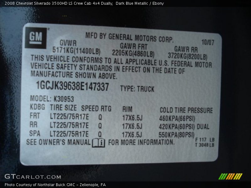 Dark Blue Metallic / Ebony 2008 Chevrolet Silverado 3500HD LS Crew Cab 4x4 Dually