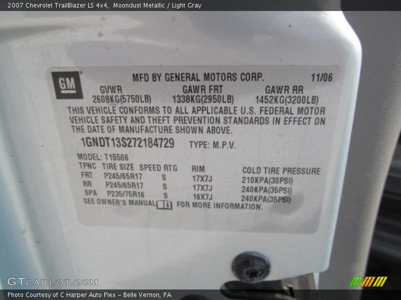 Moondust Metallic / Light Gray 2007 Chevrolet TrailBlazer LS 4x4