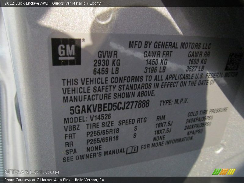 Quicksilver Metallic / Ebony 2012 Buick Enclave AWD
