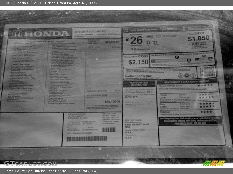 Urban Titanium Metallic / Black 2012 Honda CR-V EX