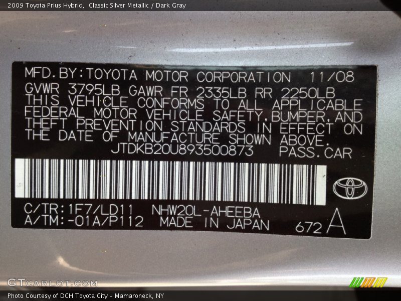 Classic Silver Metallic / Dark Gray 2009 Toyota Prius Hybrid