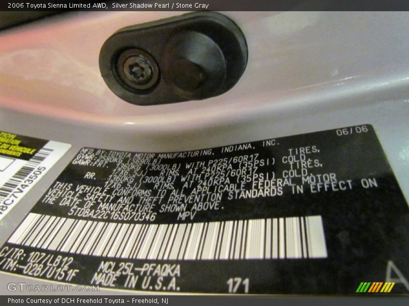 Silver Shadow Pearl / Stone Gray 2006 Toyota Sienna Limited AWD
