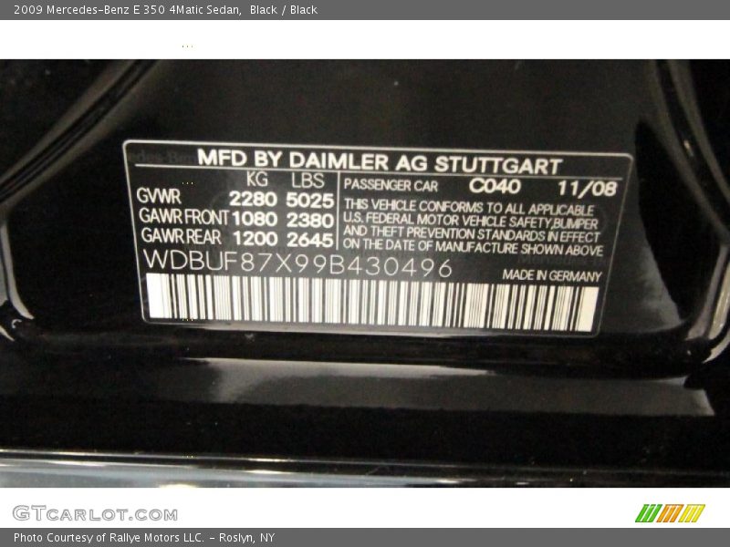 Black / Black 2009 Mercedes-Benz E 350 4Matic Sedan