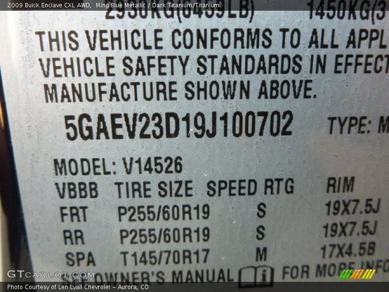 Ming Blue Metallic / Dark Titanium/Titanium 2009 Buick Enclave CXL AWD