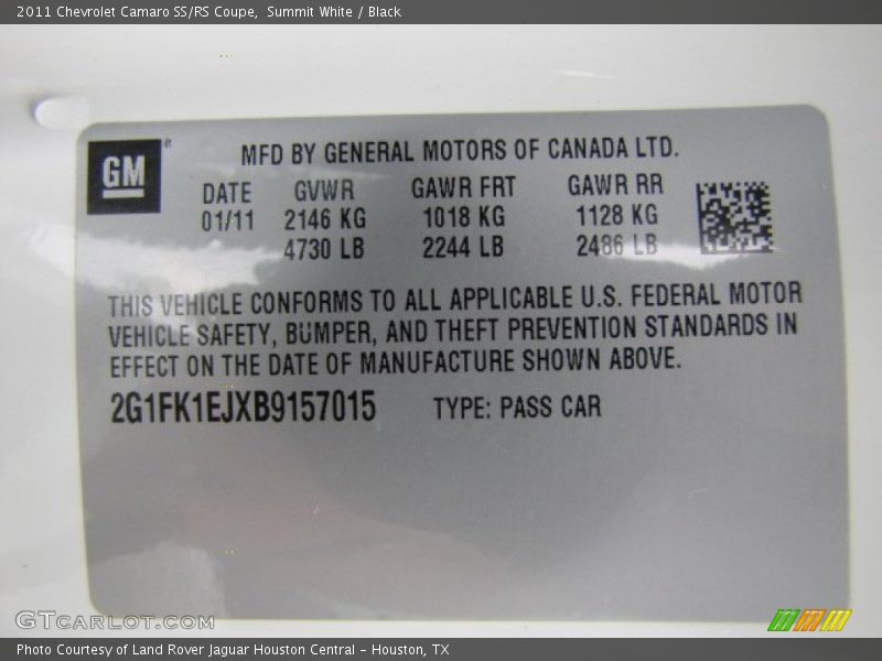 Summit White / Black 2011 Chevrolet Camaro SS/RS Coupe