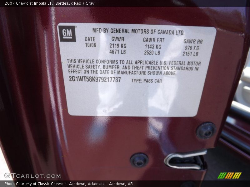 Bordeaux Red / Gray 2007 Chevrolet Impala LT