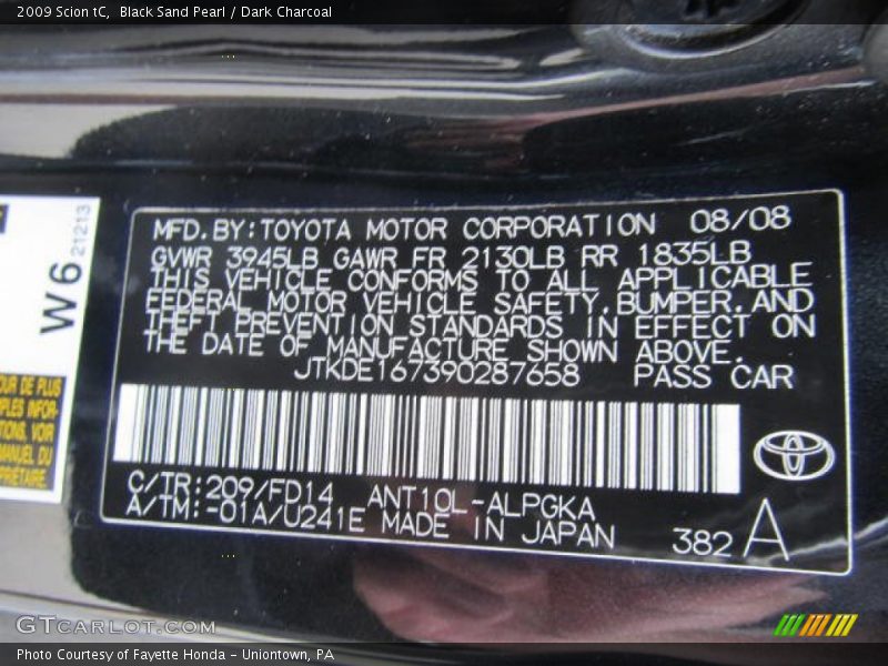 Black Sand Pearl / Dark Charcoal 2009 Scion tC