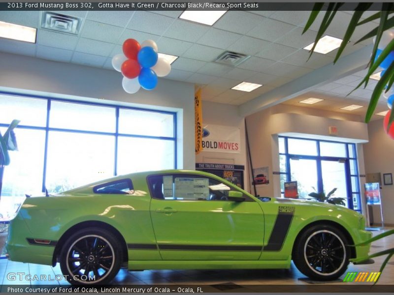 Gotta Have It Green / Charcoal Black/Recaro Sport Seats 2013 Ford Mustang Boss 302