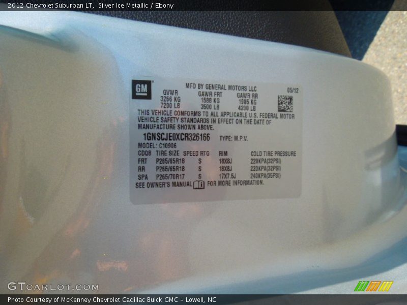 Silver Ice Metallic / Ebony 2012 Chevrolet Suburban LT