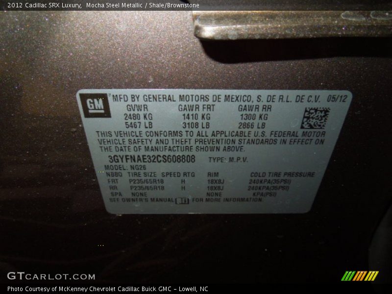 Mocha Steel Metallic / Shale/Brownstone 2012 Cadillac SRX Luxury