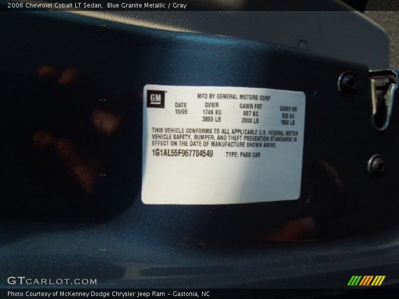 Blue Granite Metallic / Gray 2006 Chevrolet Cobalt LT Sedan