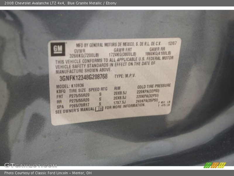 Blue Granite Metallic / Ebony 2008 Chevrolet Avalanche LTZ 4x4