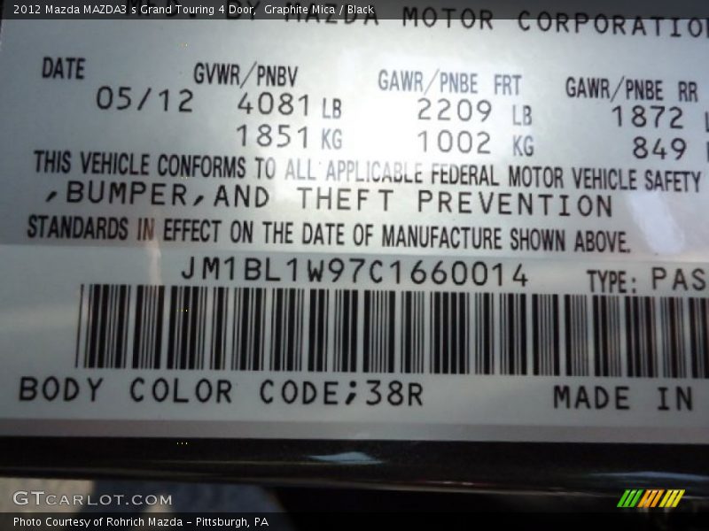 Graphite Mica / Black 2012 Mazda MAZDA3 s Grand Touring 4 Door