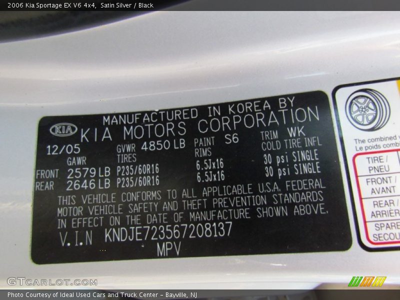 Satin Silver / Black 2006 Kia Sportage EX V6 4x4