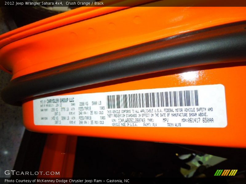 Crush Orange / Black 2012 Jeep Wrangler Sahara 4x4