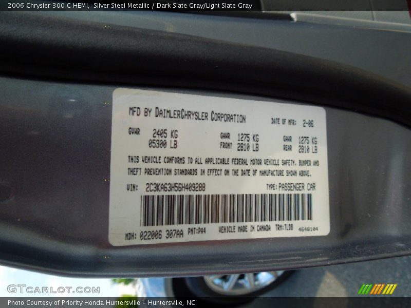 Silver Steel Metallic / Dark Slate Gray/Light Slate Gray 2006 Chrysler 300 C HEMI