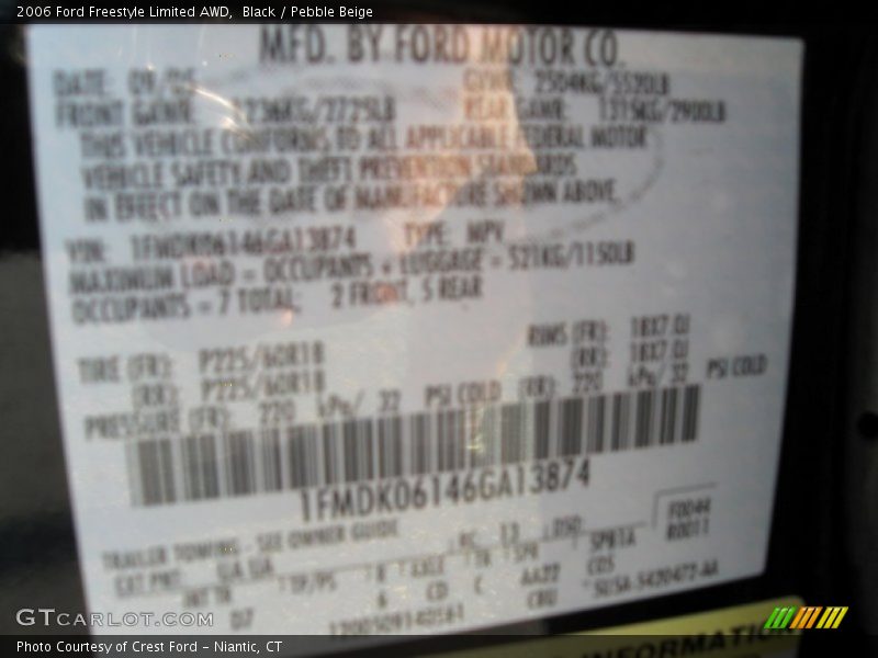 Black / Pebble Beige 2006 Ford Freestyle Limited AWD