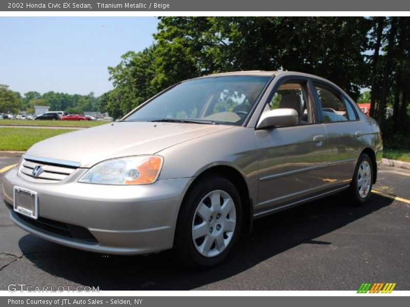 Titanium Metallic / Beige 2002 Honda Civic EX Sedan