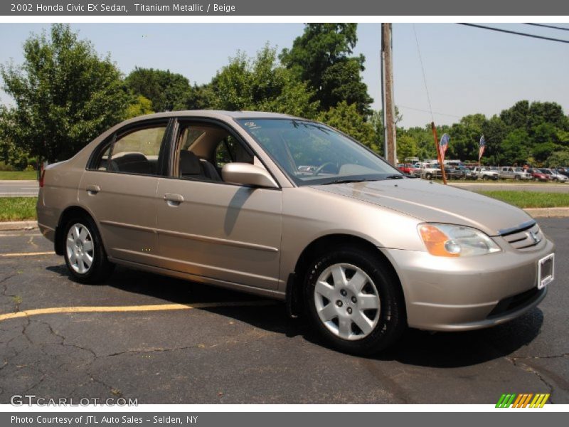 Titanium Metallic / Beige 2002 Honda Civic EX Sedan