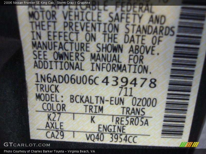 Storm Gray / Graphite 2006 Nissan Frontier SE King Cab
